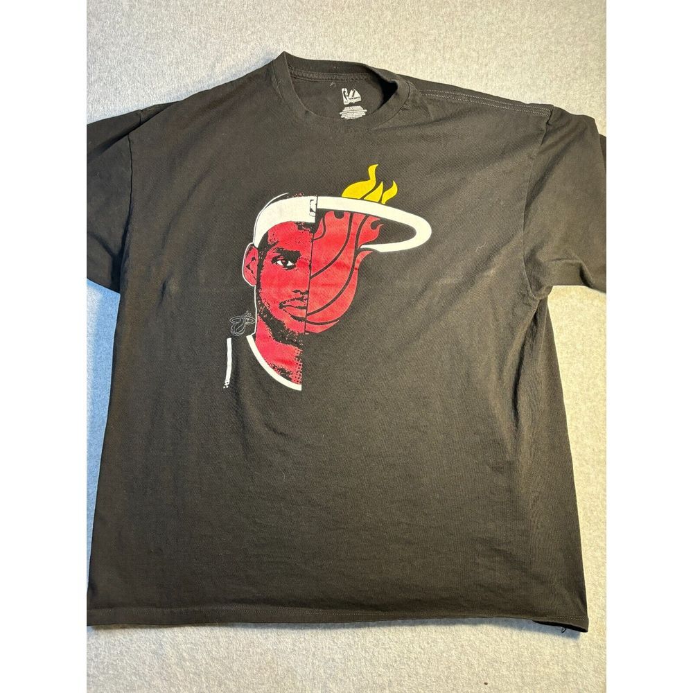 NBA Miami Heat Majestic Tee Shirts Basketball Mens 2XL Black Cotton Short Sleeve
